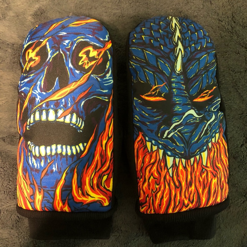 Neff Skull and Dragon Mittens